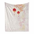 thumbnail image 1 of Lantern Soft Flannel Fleece Blanket, Abstract Image Depicting Chinese New Year Old Paper Celebration Lively Colors, Cozy Plush for Indoor and Outdoor Use, 70" x 90", Pink Pale Pink, by Ambesonne, 1 of 6