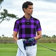thumbnail image 3 of Fuzoiu Purple Buffalo Plaid Print Men's Polo Shirts Short Sleeve,Golf Shirts for Men,Mens Golf Shirt Moisture Wicking Quick-Dry-Large, 3 of 6