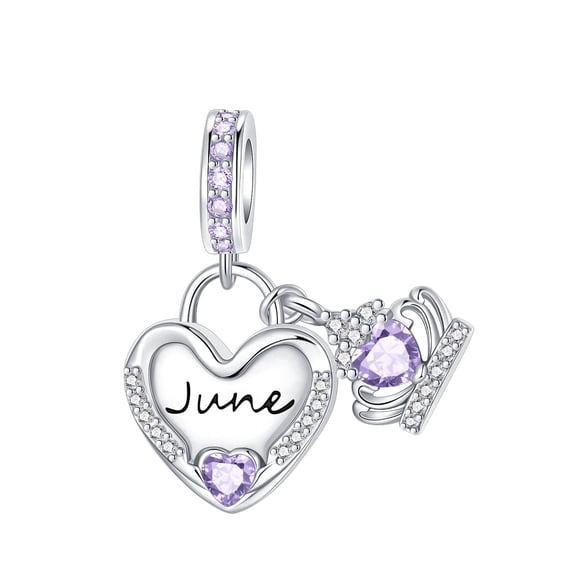 ARVALILS 925 Sterling Silver June Birthstone Charm, Birthday Pendant for Bracelets & Necklaces