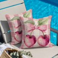thumbnail image 4 of Spring Cherry Throw Pillow Cover Sweet Pink Plaid Linen Texture Cotton Linen Cushion Cover Throw Pillow Case with Invisible Zipper for Couch Sofa Bed Chair Car 20x20 Inch, 4 of 9