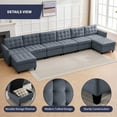 thumbnail image 4 of ZAFLY U/L Shaped Couch Set with Storage Ottoman, Modular Sectional Sofa for Living Room, Gray, 4 of 5