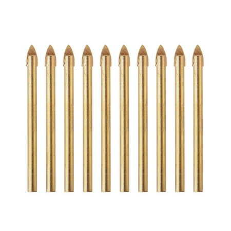 

10Pcs Drill Bits Set with 6mm 1/4 Inch Round Shank for Glass Ceramic Marble Tile Concrete Wood and Brick Wall Drilling Tool