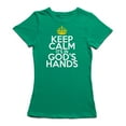 thumbnail image 1 of Keep Calm It's In GOD'S Hands Women's Kelly Green T-shirt, 1 of 1