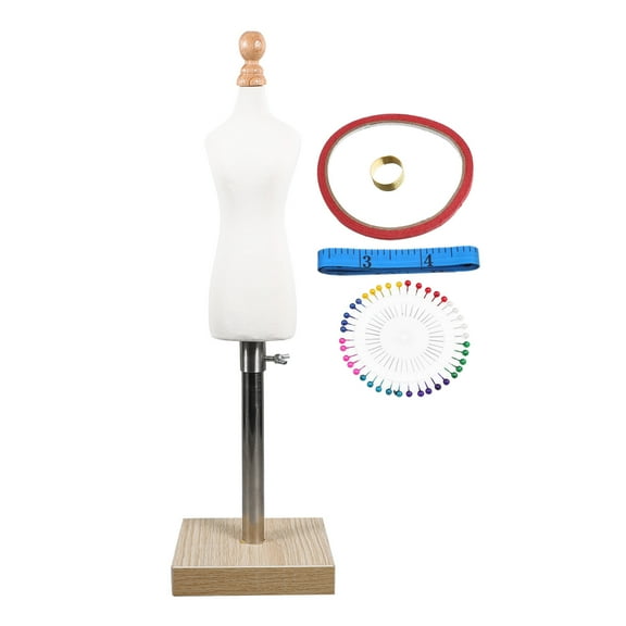 UPOUART Mini Female Dress Form Mannequin 18.1×5.1×3.9in Cotton PU Wooden Sewing Tailor Display Model