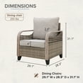 thumbnail image 3 of COOS BAY Brown Wicker Outdoor Dining Arm Chairs with Gray Cushions for Garden, Poolside, Backyard (Set of 1), 3 of 8