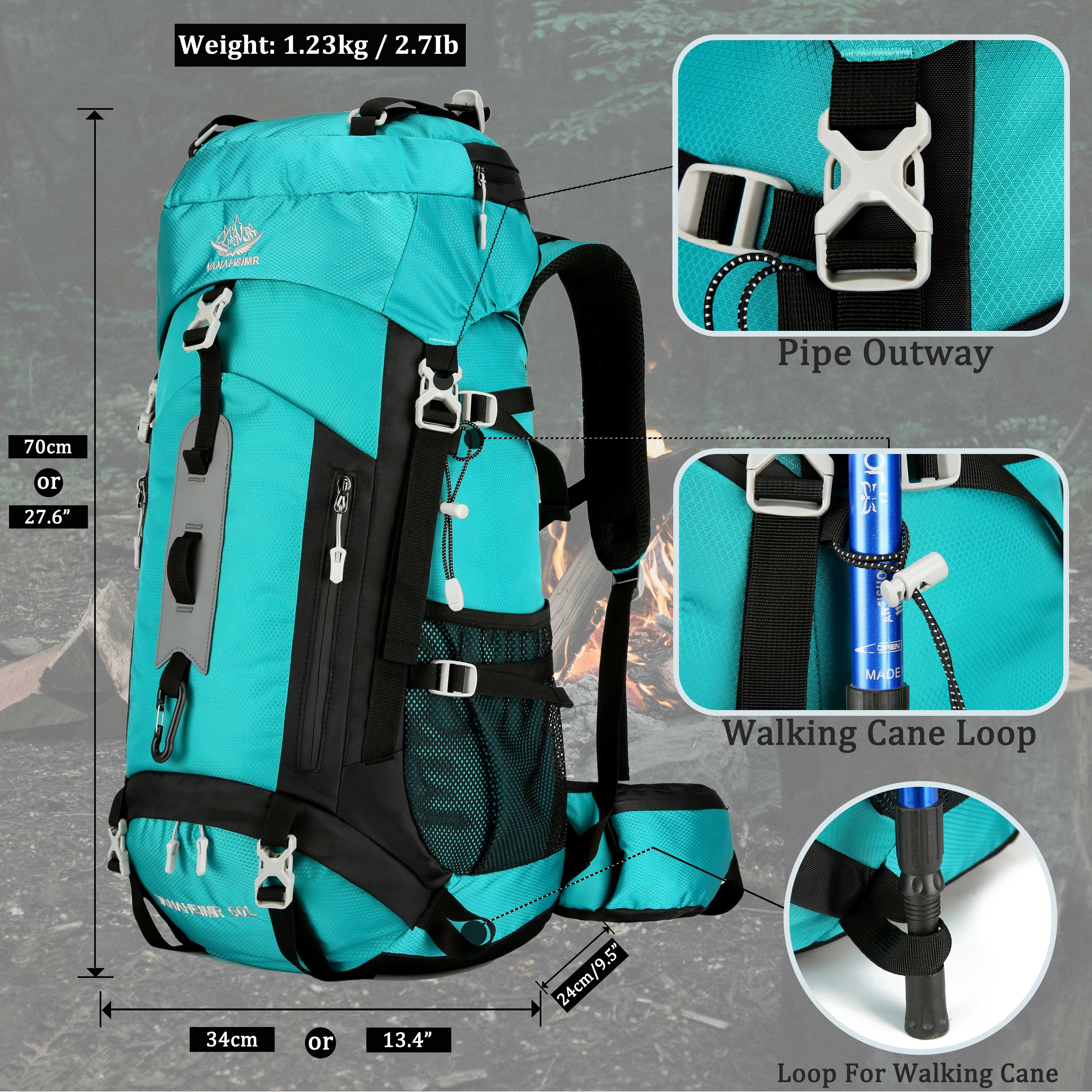 60L Travel Hiking Camping Backpack with Rain Cover, Backpack Water Resistant,Large Backpack for Men Women