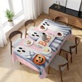 thumbnail image 3 of Pink Halloween Table Cloth Waterproof Tablecloths, Cute Ghost Modern Art Tablecloth Dining Table Cover for Kitchen Party Tabletop Outdoor, Rectangle Tablecloth 60x120 Inch, 3 of 9