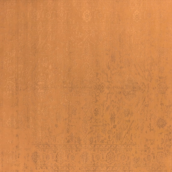Ahgly Company Indoor Square Oriental Orange Industrial Area Rugs, 7' Square