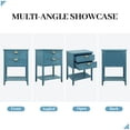 thumbnail image 4 of LFGUIZO 30.7" Tall Blue Accent Side Table with 2 Storage Drawers,  Bedside Table with Open Shelf, Modern Wood End Table for Bedroom  Living Room, Gold Handles, 4 of 8