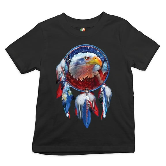 Tee Hunt American Bald Eagle Dreamcatcher Youth T-Shirt Native American Patriotic Kids