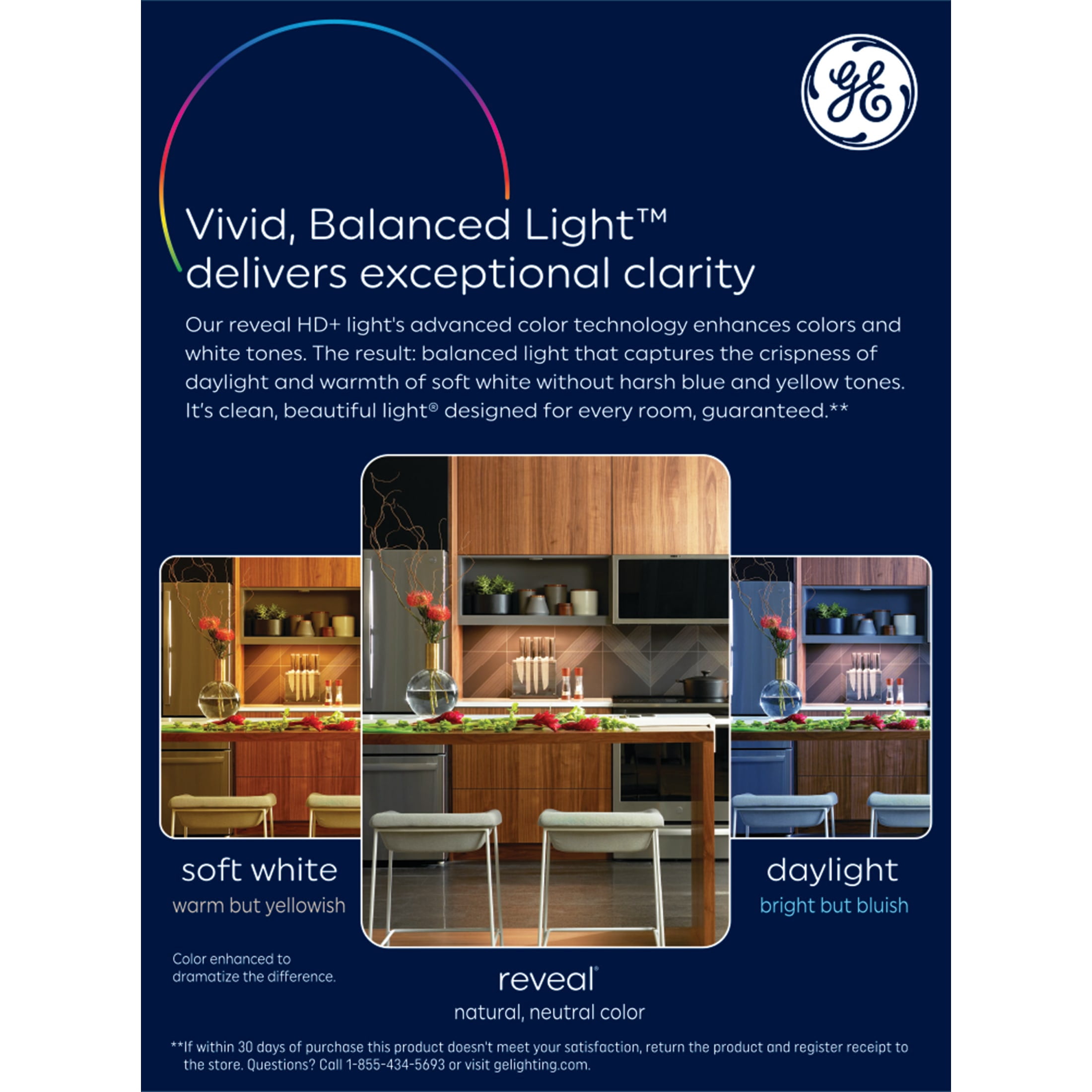 GE Reveal HD+ LED 75 Watt Replacement, Reveal, A19 General Purpose Bulbs (4 Pack)