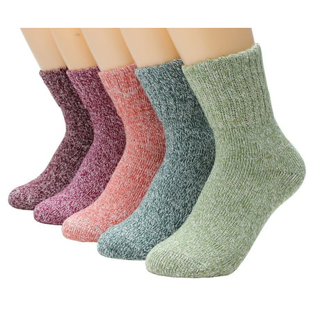 Women Winter Wool and Cotton Blend Crew Socks 5