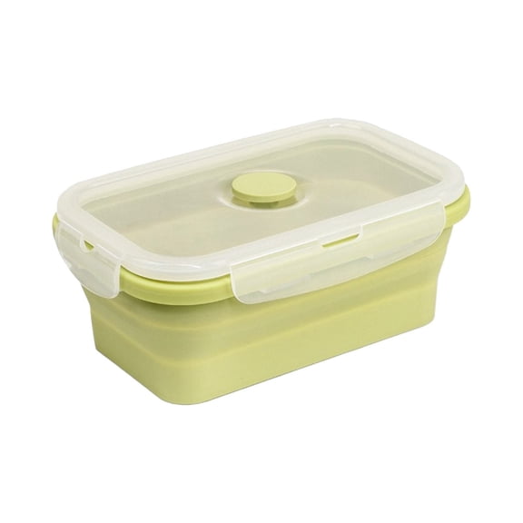 Clearance Under $4, 1 Pack Collapsible Silicone Food Storage Container, 550ml Reusable Lunch Box with Lid, Microwave and Freezer Safe Bowl for Meal Prep and Travel(Pine Green)
