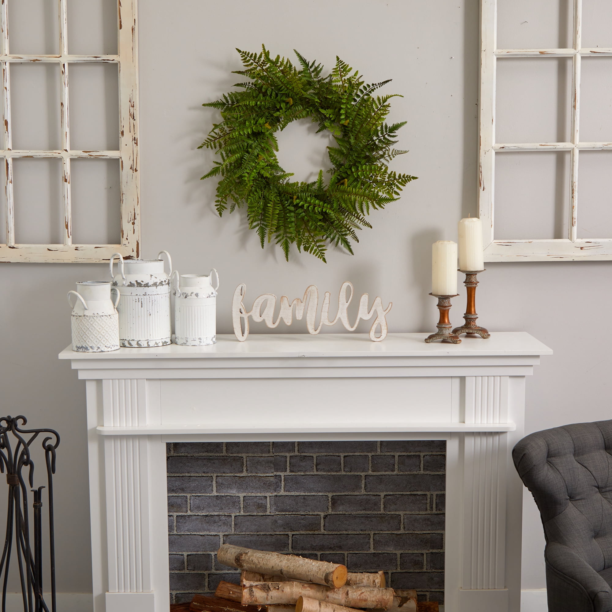 Nearly Natural Plastic Wreath, 24" (Green)