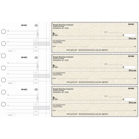 ABC Manual Business Checks, 3-on-a-Page with Stub Voucher, Gold, 500 Count