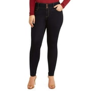 Wax Jean Juniors' Plus Size 3-Button Push-Up Skinny Jegging