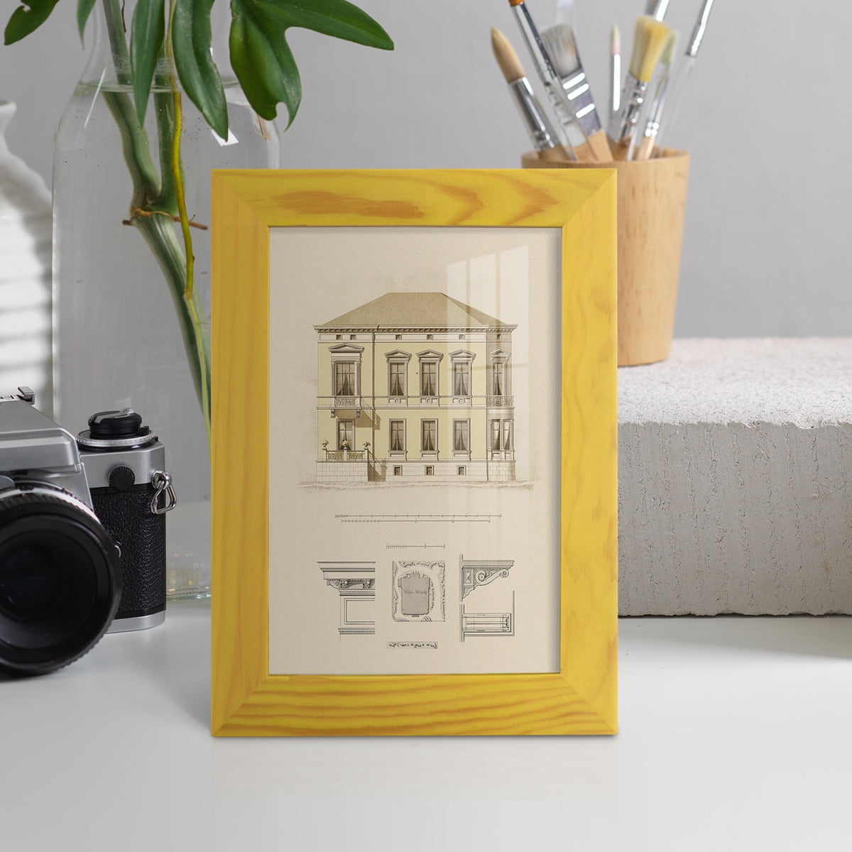 Estate and Plan VI -Framed Print w/glass-Sunflower Yellow