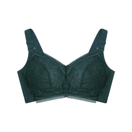 Backless Bra Women s Floral Lace Bralette Wirefree Breathable Crop Top Unpadded Clasp Back Lace Halter Bralette(40D Green)