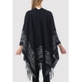 thumbnail image 6 of PIKADINGNIS Women's Winter Poncho Capes Vintage Open Front Tassel Blanket Shawl Wrap Cardigan Coat, 6 of 6