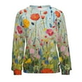 thumbnail image 7 of Watercolor Wildflowers Womens Oversized Sweatshirts Hoodies Crewneck Casual Tops Comfy FallWinter Clothes 2024, 7 of 7