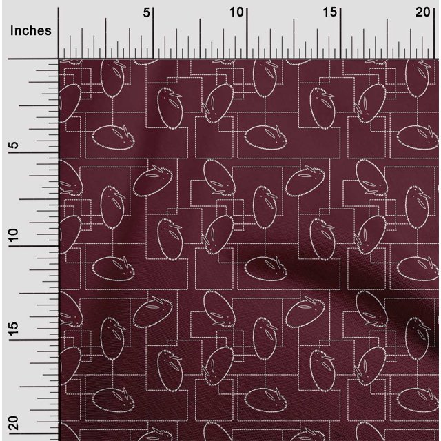 oneOone Cotton Poplin Fabric Geometric Maze & Rabbit Animal Sashiko Print Fabric BTY 42 Inch Wide