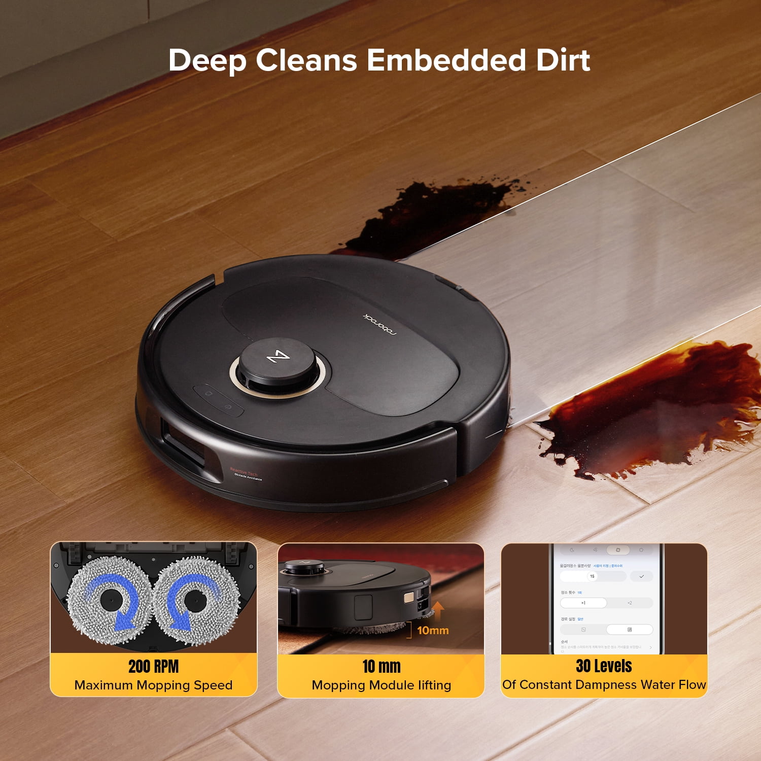 Roborock Qrevo S5V Robot Vacuum and Mop, 12000Pa Suction, FlexiArm Edge Mopping, Auto Mop Washing&Drying, Self-Emptying, Dual Zero-Tangle System, Smart Obstacle Avoidance, 10mm Mop Lifting