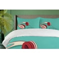 thumbnail image 4 of Ambesonne Indie Duvet Cover Sets, Cool Pink Retro Earphones, 2-Queen, Turquoise Ruby Pale Pink, 4 of 7