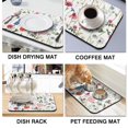 thumbnail image 4 of 19.5x12 inch Beautiful Flower Patterned Coffee Drying Mat Heat Resistant, Absorbent Diatom Mud Mat Reversible and Perfect for Dish Drying and Draining, 4 of 7