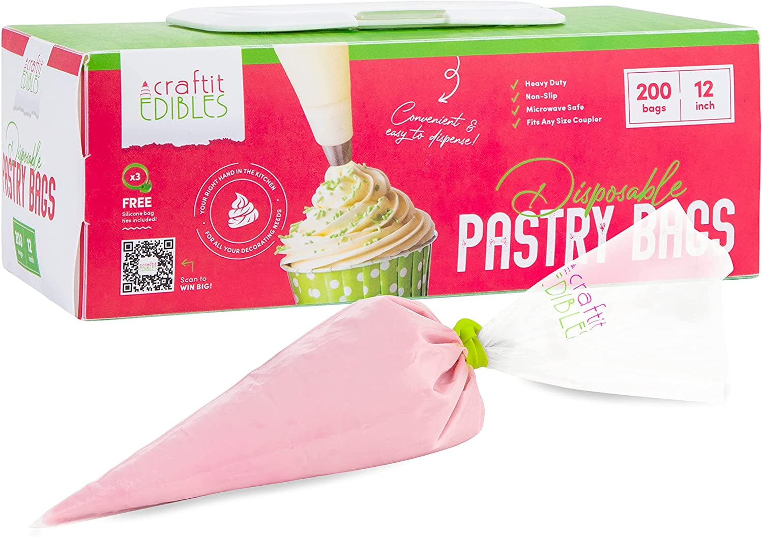 200PCS Disposal Plastic Cake Piping Bag Icing Cream Pastry Cookies Decorating 