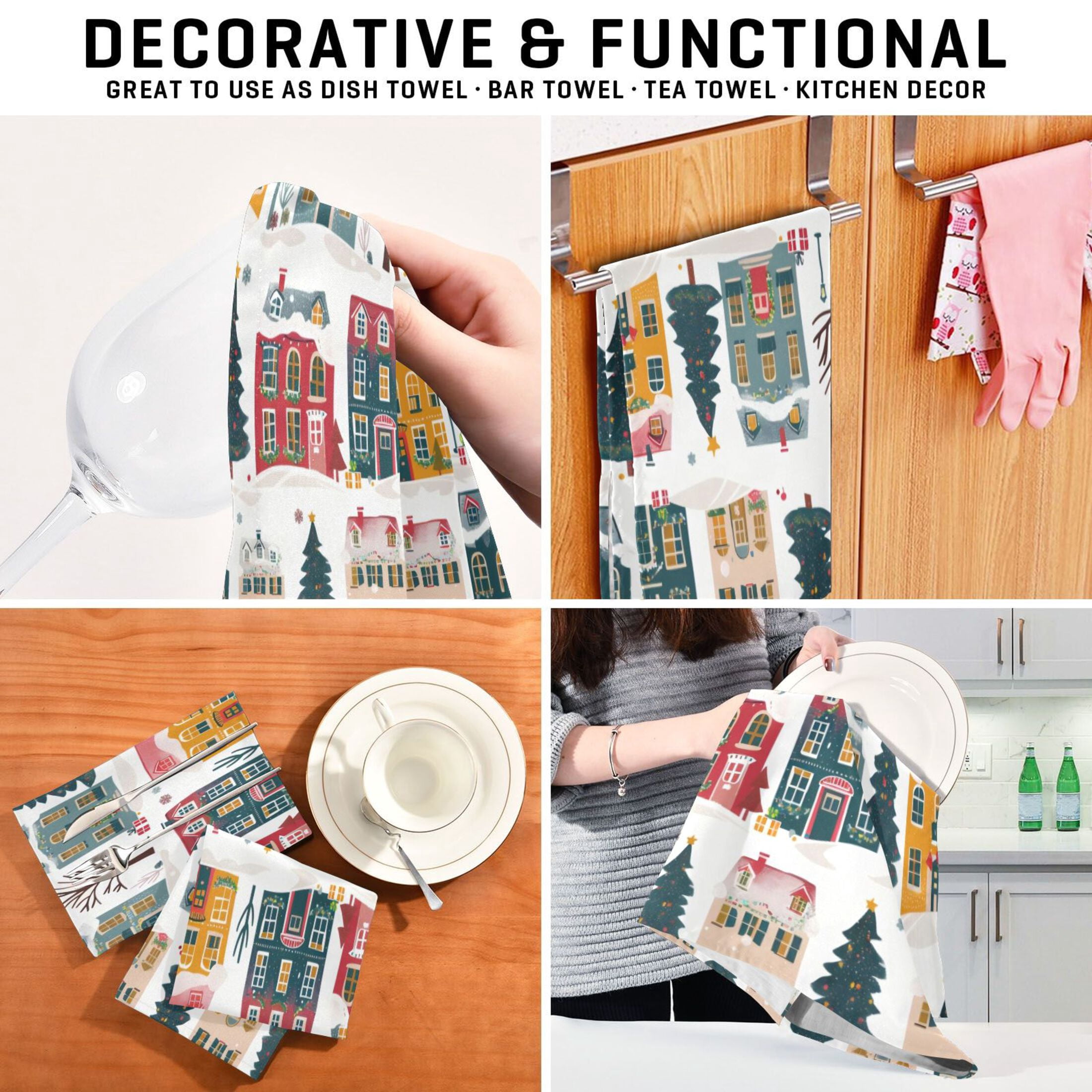 Kitchen Towel 28x18 Inches x6，Plate Towel, Decorative Towel, Napkin, Tea Towel Tea Towels For Kitchen Dish Cloths & Dish Towels Cartoon House