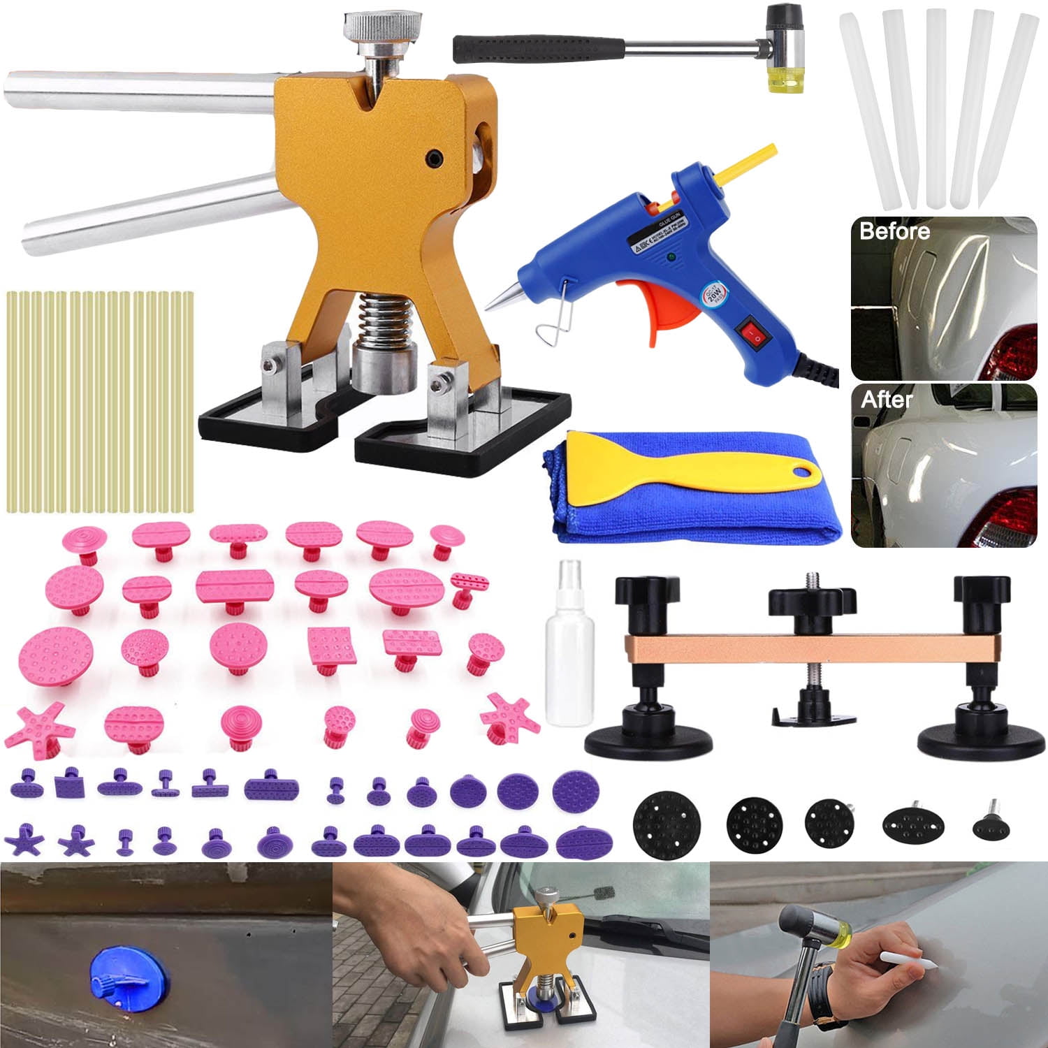 Pro Paintless Dent Removal Repair Puller Tools Kits Dent Lifter Car