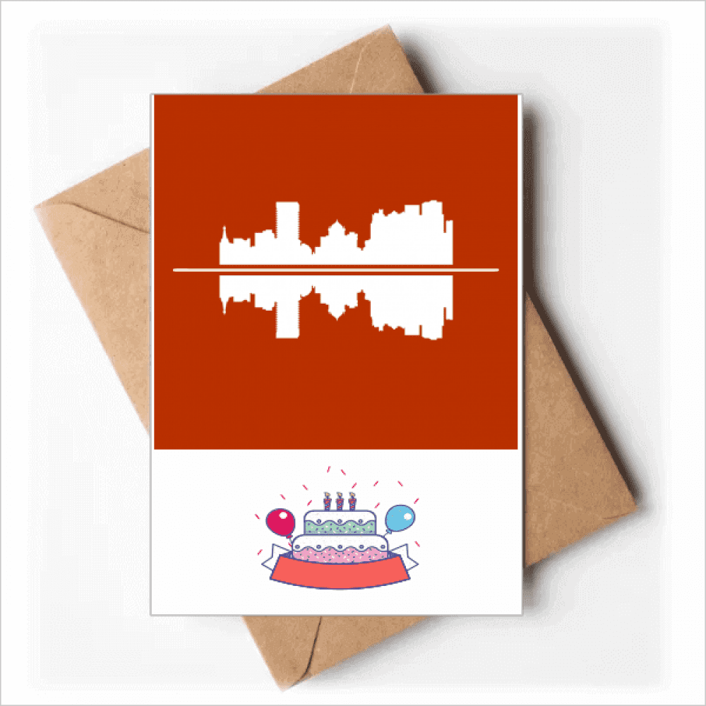 Urban Landscape Signs Symbolize Reflected Tall Buildings Happy Birthday Greeting Cards Envelopes Blank