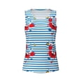 thumbnail image 3 of Picia Red Funny Crab on Blue Stripe Pattern Women's Workout Tank Top,Breathable Activewear,Slim Fit Athletic Top,Versatile Workout Moisture-wicking top-X-Large, 3 of 9