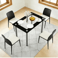 thumbnail image 3 of Ktaxon Modern Dining Table for 4, 43" Glass Kitchen Table Tempered Glass Dining Room Table, Rectangle Dinner Table for Home, Living Room, Black, 3 of 8