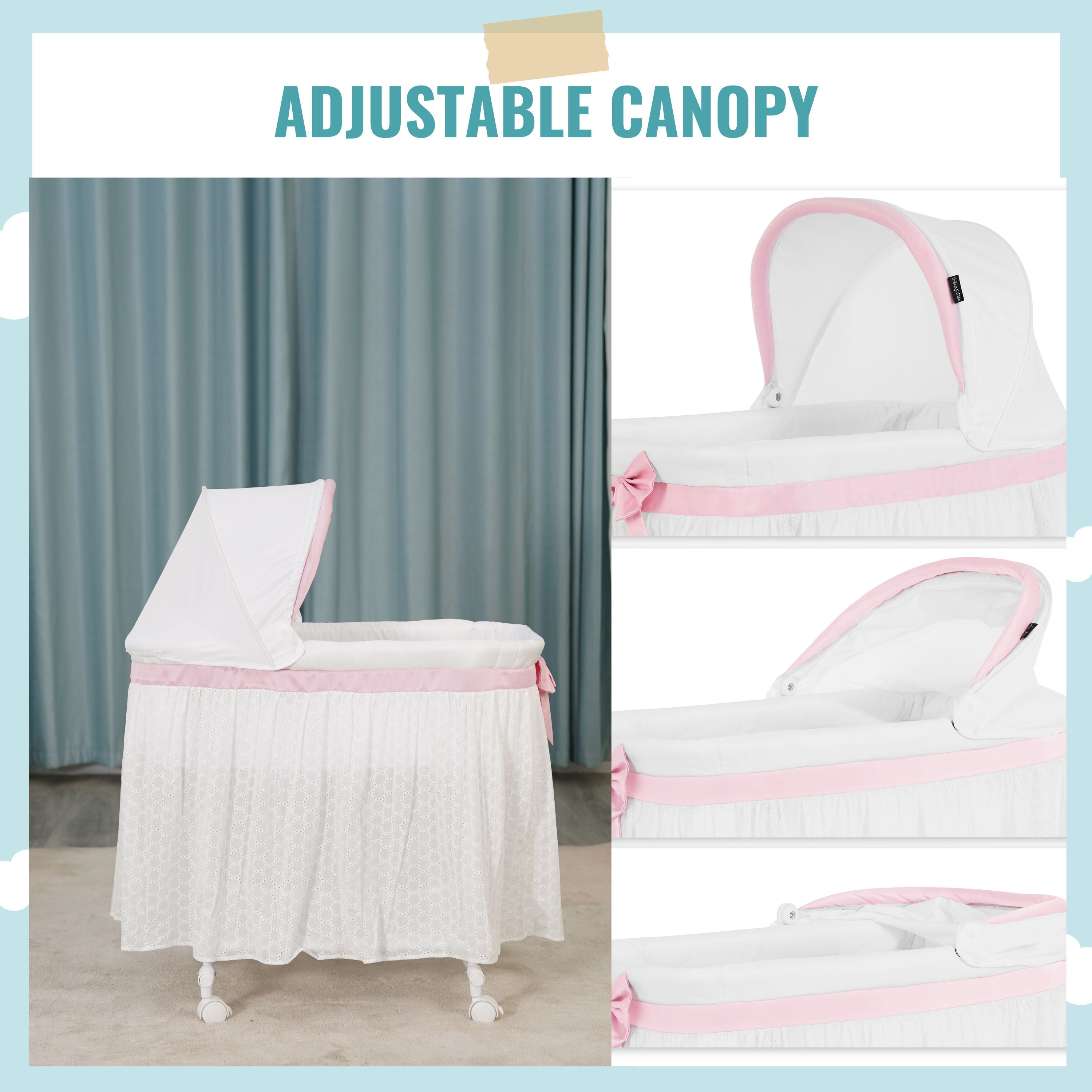 Dream On Me Montreal Portable 2-In-1 Bassinet In Pink
