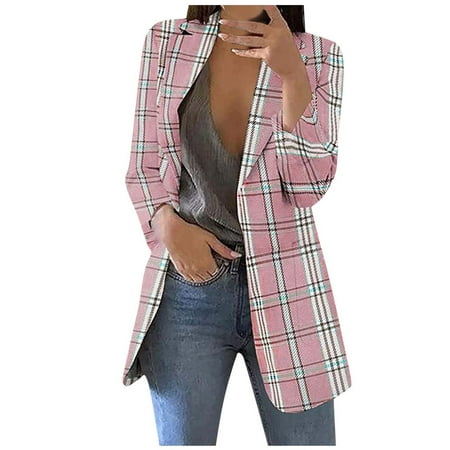 

Bospose Long Sleeve Crop Top Womens Corduroy Shirt Corset Top Pink Top Women Casual Solid Color Hollow Out Sweater Coat Lady Check Suit Lapel Cardigan Blazer M