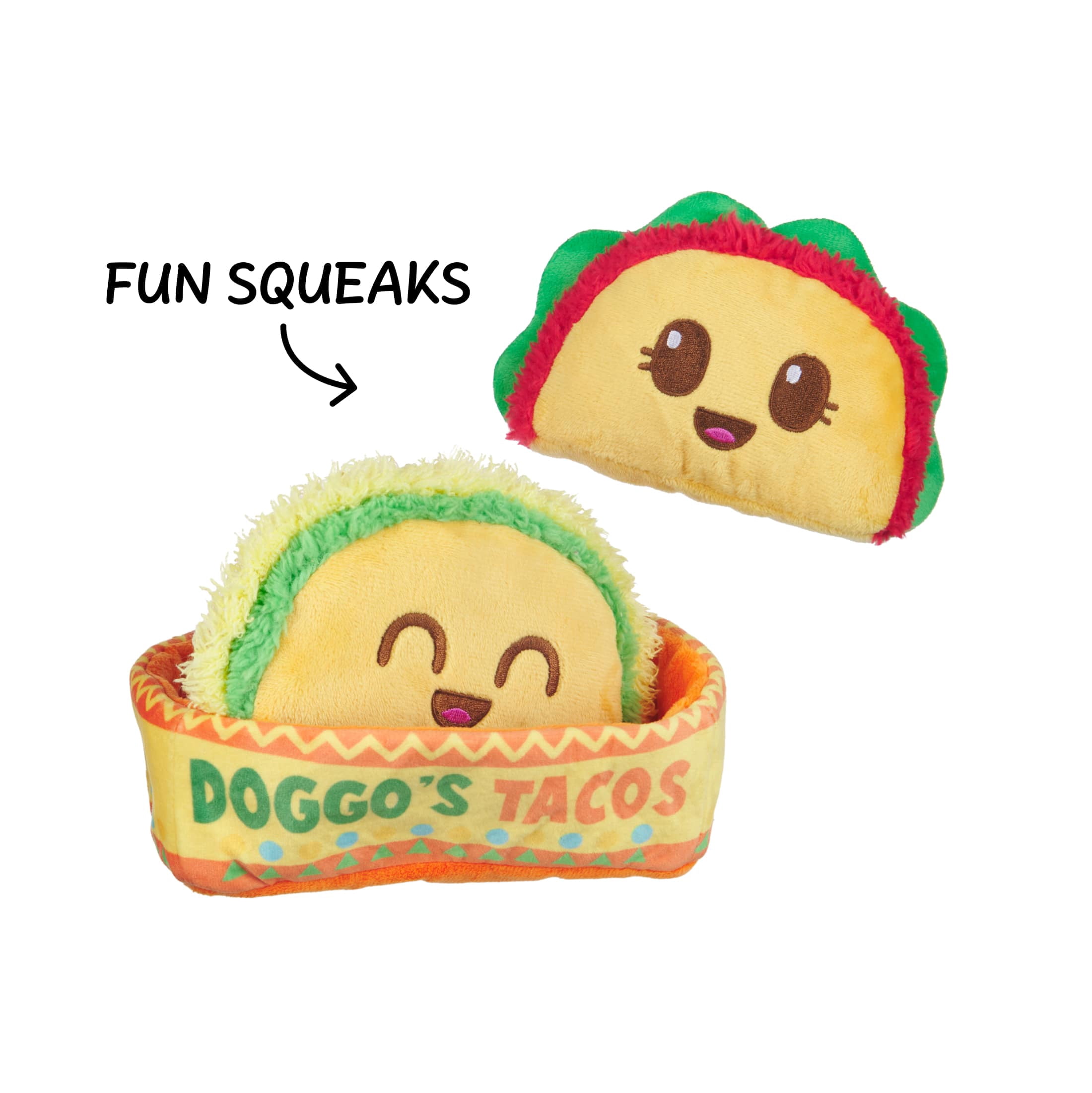 BARK Doggos Tacos Plush Multi-Part Dog Toy, Small to Medium Dogs