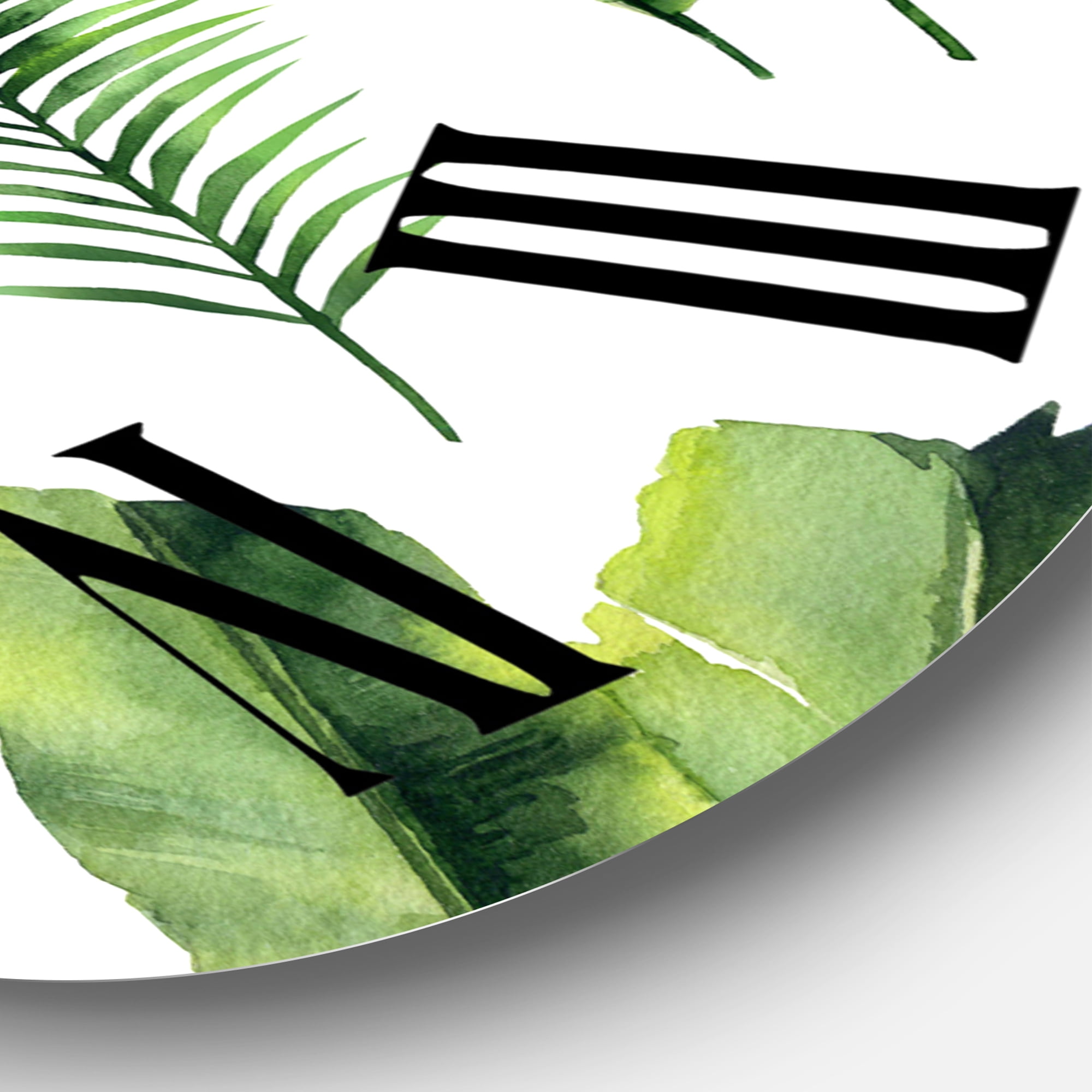 Designart 'Tropical Leaf Of Monstera V' Farmhouse Wall Clock