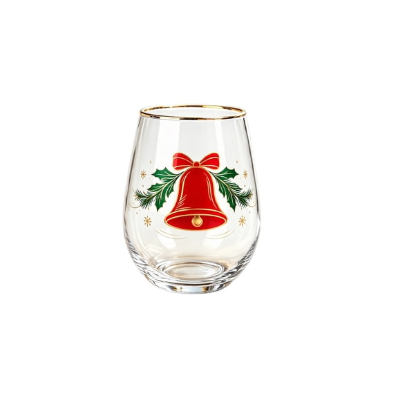Kiddiway Christmas Printed Glass Tumbler Cup - Everyday Drinkware for Iced Tea and Beverages, Durable Glass Tumbler for Holiday Entertaining