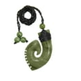 thumbnail image 2 of 81stgeneration Women's Men's Hand Carved Nephrite Jade Detailed Moari Hei Matau Pendant Necklace, 2 of 5