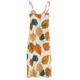 thumbnail image 5 of Autumn Harvest Maple Leaves Thanksgiving Sleeveless Dress Woman Fashion Long Dresses Women's Summer Suit Dress Summer 2025 Women, 5 of 7