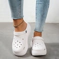 thumbnail image 2 of Rokment Platform Chunky Clogs Garden Shoes for Women with Back Straps Beach Summer Casual Wide Width Closed Toe Arch Support Non Slip Gardening Work Barefoot Water Sandals White Size 7.5, 2 of 6