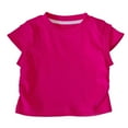 thumbnail image 2 of Gubotare T Shirts for Girls Trendy Girls' Basic Short Puff Sleeve Round Neck T-Shirt Size 4T 5T (Hot Pink,4-5 Years), 2 of 4