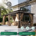 thumbnail image 4 of Clouddwell 12'x20' Hardtop Gazebo - Polycarbonate Double Roof with Netting & Curtains for Patio, Garden Sun Protection,Brown, 4 of 7
