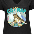 thumbnail image 4 of Inktastic Cat Nap Cute Sleeping Cat Women's Plus Size V-Neck T-Shirt, 4 of 5