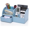 thumbnail image 1 of Organizador de Escritorio de oficina, sistema de organización, organizador de mesa, portalápices de cuero PU, caja para bolígrafos, suministros de oficina multifuncionales, 1 of 5