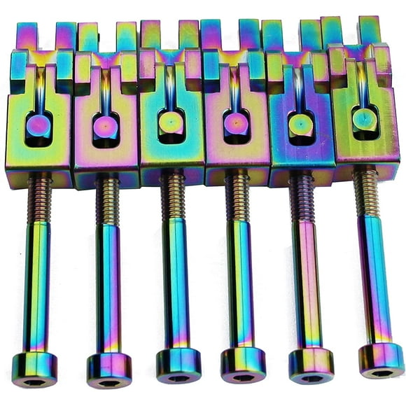 6 Strings Guitar Bridge Saddles - Steel Saddles Genuine Replacement Compatible with Floyd Rose FR Tremolo System - Chameleon rainbow