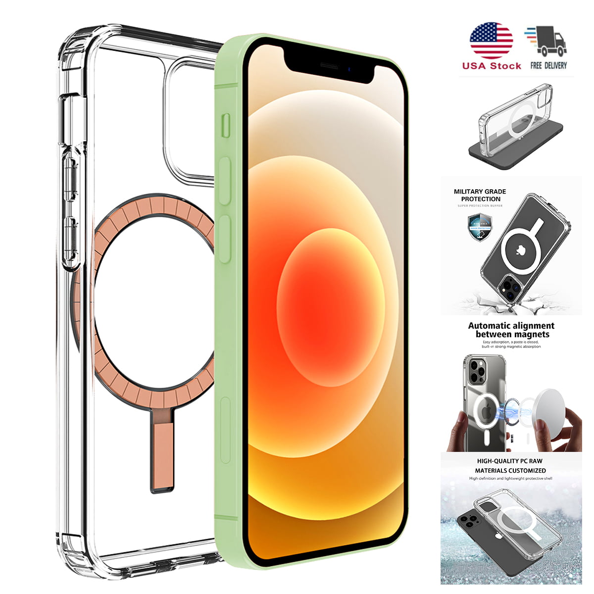 For Iphone 12 Pro Max Iphone 12 Iphone 12 Mini Magsafe Case Clear Transparent Slim Shockproof Bumper Magnetic Cover Compatible With Magsafe Charger For Iphone 12 Series Walmart Com Walmart Com