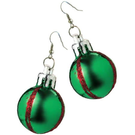 Womens Green Christmas Ornament Dangling Earrings Costume
