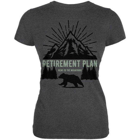 Retirement Plan Head To The Mountains Juniors Soft T Shirt Deep Heather LG